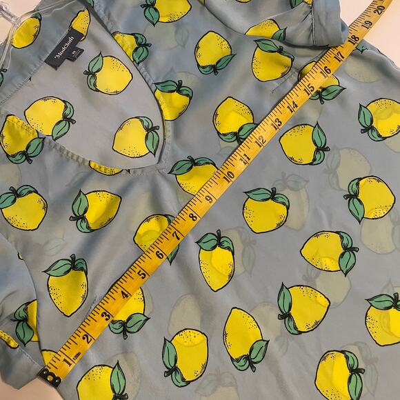 Modcloth Lemon Top Womens Medium Light Blue & Yellow V-Neck Novelty - Picture 8 of 9